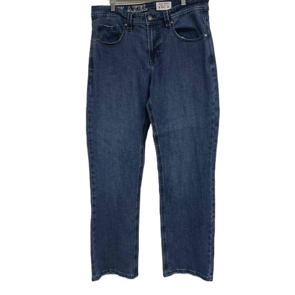 TK Axel Blue Slim Fit Bootcut Jeans Mens Medium Wash Denim 36x34 - Picture 1 of 11